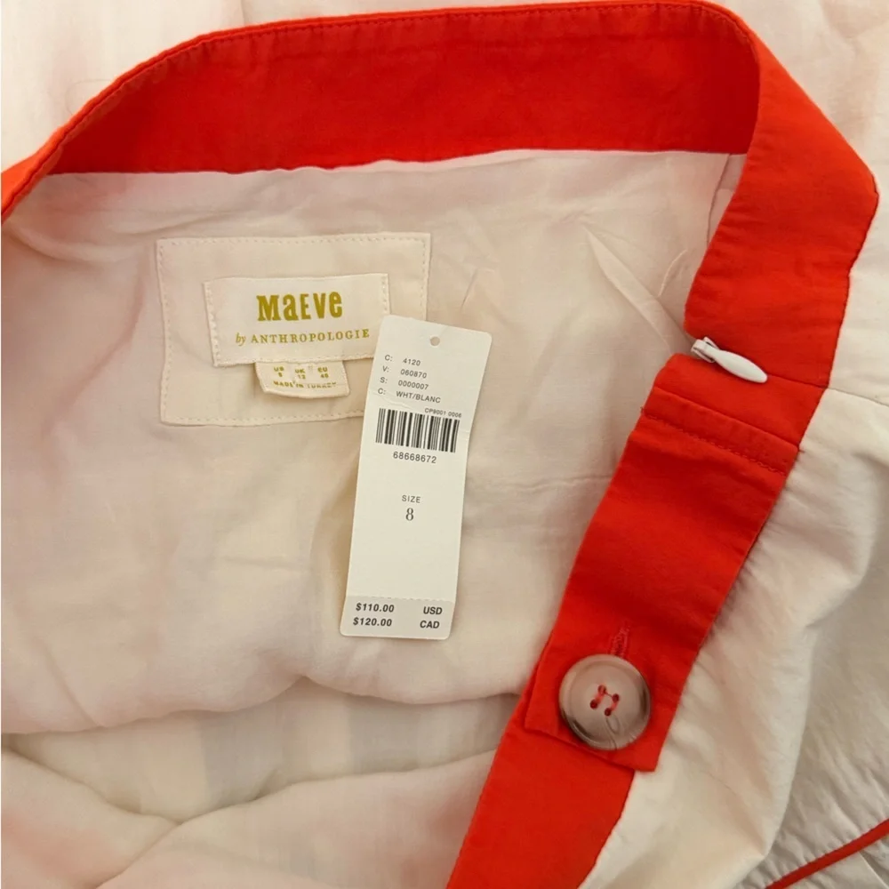 Maeve by Anthropologie Cream Pleated Skirt Size 8 NWT